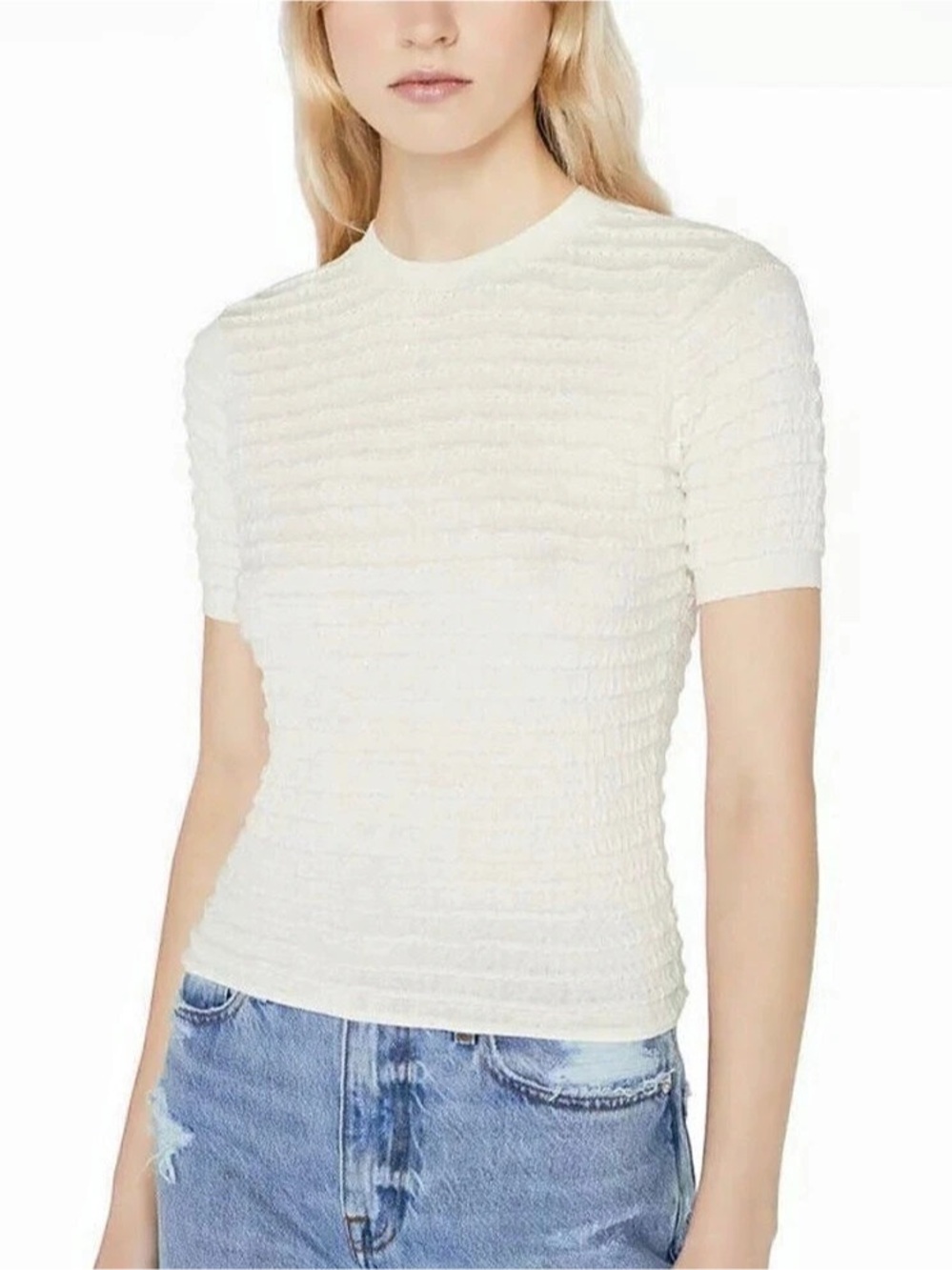FRAME Textured Cream Top Size Medium